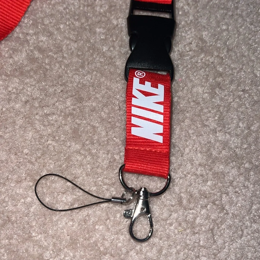 NWOT Red Nike Lanyard Detachable Keychain Badge ID Holder Phone Strap